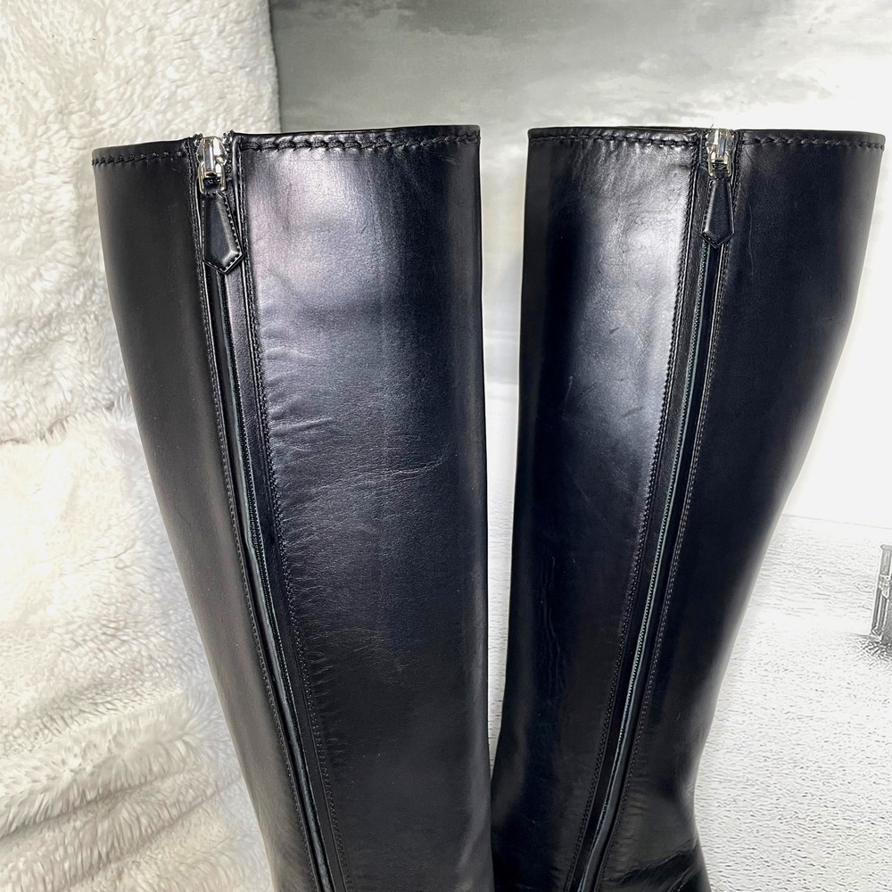 PRADA Luxury Leather Pointed Toe Knee High Heel Boots Size 37 Made in Italy - Picture 11 of 13